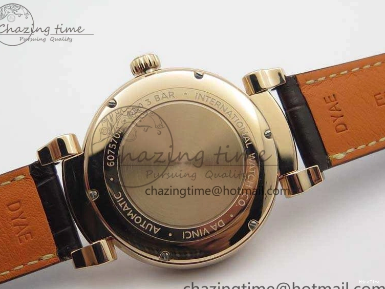 MIROTIME 0722 Neat Da Vinci IW356601 RG MKF 1:1 Best Edition White Dial On Brown Leather Strap A 7230